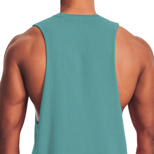 Camiseta sin mangas para hombre, color verde azulado, cuello redondo, color sólido, transpirable, de punto, informal, para entrenamiento - Product Image 6