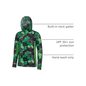 Camiseta de Pesca ODM 2026, Protección Solar UPF 50+, Secado Rápido, Transpirable, Diseño Personalizado, Sudadera con Capucha y Máscara, 100% Poliéster - Product Image 4