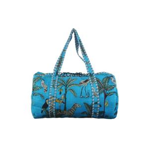 Sac de voyage vintage indien fait main en coton 100% pur matelassé avec fermeture ouverte pour les voyages et l'usage quotidien - Artisanat du Rajasthan - Product Image 1