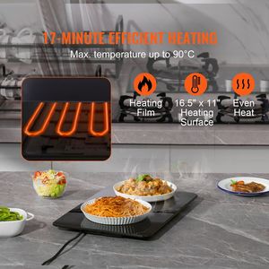 Portable 16.5\" X 11\" Electric <b>Warming</b> <b>Tray</b> with Temperature Range (65-90 Celsius) Tempered Glass Serving <b>Tray</b> for Din - Product Image 3