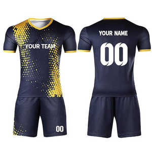 Uniforme de Fútbol Personalizado al por Mayor, Conjunto de Camiseta de Fútbol, Pantalones Cortos, 100% Poliéster, Secado Rápido, Transpirable, Ropa Deportiva para Equipos, Logotipo Personalizado, OEM, ODM - Product Image 1