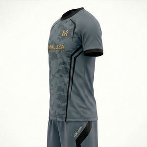 Conjunto Deportivo de Fútbol para Hombre, Camiseta y Pantalones Cortos Personalizados, Uniforme de Fútbol de Secado Rápido y Transpirable, Negro y Dorado - Product Image 4