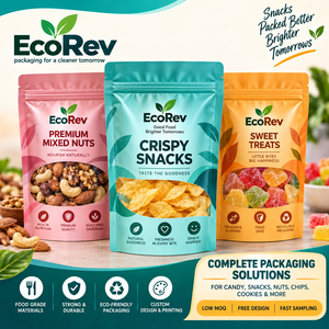 ถุงซิปล็อค EcoRev สำหรับอาหาร ชนิดตั้งได้ รีไซเคิลได้ เหมาะสำหรับบรรจุถั่วรวม อัลมอนด์ พิสตาชิโอ ถุงขนมพรีเมียม - Product Image 4