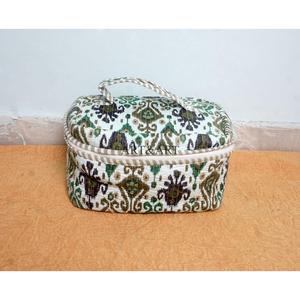 Elegant Handcrafted 3pc Quilted Vanity Pouch Set Organic Cotton Floral printed Water-Resistant Lining Multipurpose Storage Bags - Product Image 3