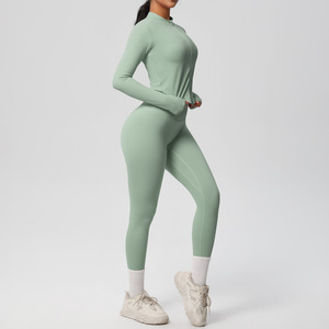 High-quality <b>Women</b> Tracksuit Custom Long-Sleeved Zip-Up <b>Jacket</b> Legging Sets for Yoga Running Gym Tracksuits for <b>Women</b> - Product Image 3
