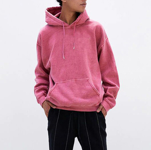 Sudadera con Capucha Rosa para Hombre, Felpa Francesa, Ecológica, Informal, Otoñal, Tejida, con Bolsillo, Corte Regular, 100% Algodón, Color Sólido - Product Image 2