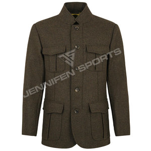 Veste en laine 100% pour la chasse en plein air, le camping et l'hiver, multi-poches, tactique, pour homme, avec fermeture à boutons - Product Image 1