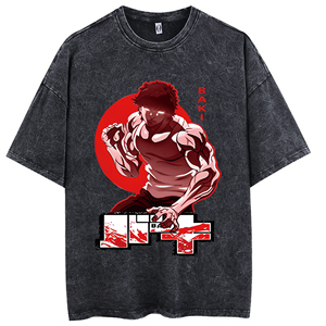 เสื้อยืดสตรีทแวร์ลายอนิเมะฮิปฮอป ผู้ผลิต OEM ผ้าคอตตอนเนื้อหนานุ่ม สัมผัสนิ่ม โลโก้ด้านหน้าแบบเรียบ ทรงหลวม พิมพ์ลาย DTF DTG ไซส์พลัส - Product Image 1