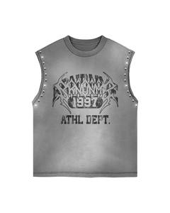 Multi Color <b>Studded</b> Tank Top Shorts Set | Oversized Sleeveless Graphic Matching Set | Streetwear OEM Private Label - Product Image 3