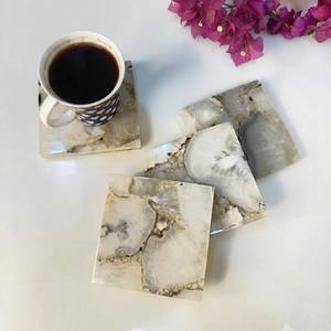 Decorative White <b>Agate</b> <b>Coaster</b> Set Handmade Stone <b>Coasters</b> for Cups Mugs & Glasses Wholesale Available - Product Image 1