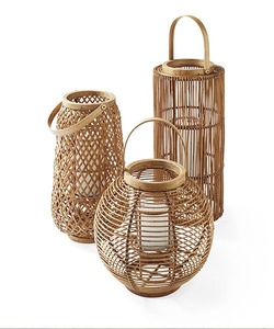 Vietnamese Factory Wholesale Rattan Bamboo <b>Lantern</b> Natural Woven Wicker <b>Candle</b> <b>Holder</b> for Table Decor Indoor Outdoor Use - Product Image 1