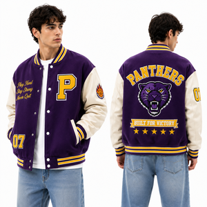 Chaquetas Letterman para Hombre, Unisex, Estilo Varsity Bomber con Cuerpo de Lana y Mangas de Cuero, para Uniformes de Equipo, Prendas de Exterior de Muestra Rápida, Ropa Urbana, Duradera - Product Image 4