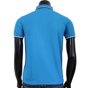 Polo à manches courtes bleu pour homme, couleur unie, design décontracté avec fermeture éclair, coupe classique, tissu piqué tricoté, style avec poche - Product Image 4