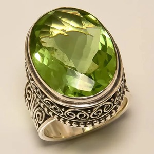 Peridot <b>Quartz</b> <b>Ring</b> 925 Sterling Silver Jewelry gift for her Peridot <b>Quartz</b> bezel setting Handmade Jewelry - Product Image 5