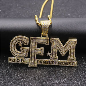 จี้ตัวอักษร G.F.M ประดับเพชรโมอิสซาไนต์ ชุบโรเดียม สไตล์ฮิปฮอป สำหรับผู้ชายและผู้หญิง เหมาะสำหรับงานปาร์ตี้ - Product Image 1