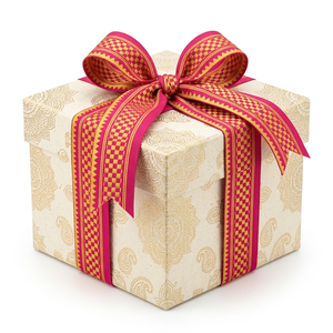 Ruban Jacquard Tissé Rose Vif Doré 31mm Neelkamal Industries – Bordure Décorative Festive pour Vêtements, Nœuds et Artisanat - Product Image 4