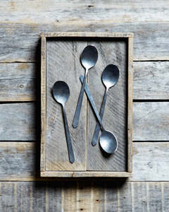 5PCS Matte <b>Black</b> Vintage <b>Cutlery</b> <b>Set</b> Forged Stainless Steel Flatware <b>Set</b> Hammered Fork Knife Spoon <b>Set</b> for Restaurant - Product Image 6
