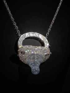 <b>Custom</b> <b>Name</b> Luxury Moissanite Pacifier Pendant <b>Necklace</b> Silver Tone Rhinestone Gold Plated Charm Jewelry Gift - Product Image 4