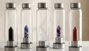 Bouteille d'eau en cristal de pierres précieuses, best-seller, quartz de guérison, pierre précieuse pour boire, personnalisable, moderne, écologique, durable, vente en gros - Product Image 1
