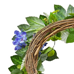 Ghirlanda Decorativa Artificiale da 23 Pollici in Blu, Bianco e Verde con Ortensie, Rose, Bacche e Viti - Ghirlanda e Ghirlandine Decorative Annuali - Product Image 6