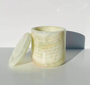 Luxury Green Onyx <b>Marble</b> <b>Jar</b> With Matching Lid Handcrafted Natural Stone Storage Container For Elegant Home Decor - Product Image 1