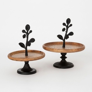 Modern Designer Gold Bird Accent 2-Tier High Quality Handmade Wooden Serving Tray Cake Stand For Wedding Parties And Luxury Home - Product Image 4