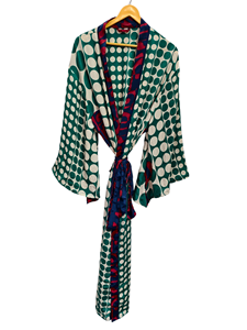 Robe longue kimono en soie Bridel, patchwork, pour couvrir le bikini, vêtement de nuit, kimono en sari indien vintage recyclé fait main - Product Image 3