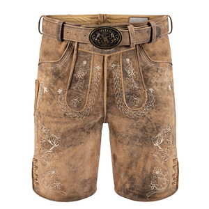Vente en gros de Lederhosen bavarois authentiques pour hommes, en cuir de vache véritable, shorts d'Oktoberfest, pantalons traditionnels allemands Trachten - Product Image 1
