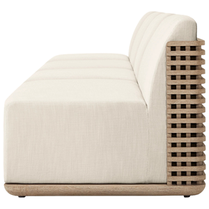 Luxury Modern Outdoor <b>Sofa</b> Solid Teak Wood Frame Contemporary Resort Three Seater Lounge Couch Minimalist Patio Furniture - Product Image 5