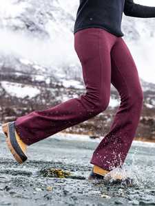 Pantalon de survêtement évasé pour femme, taille basse, décontracté, ajouré, respirant, léger, en polaire, style athlétique - Product Image 6