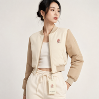 Blouson bomber décontracté élégant pour femmes, respirant, coupe-vent, léger, en tissu polyester/nylon, fermeture éclair