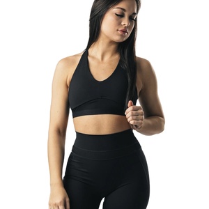 Soutien-gorge de sport côtelé sans couture au dos avec logo frontal pour femme, grande taille, haute qualité, idéal pour le yoga, le fitness et la course à pied – Collection 2026 - Product Image 1
