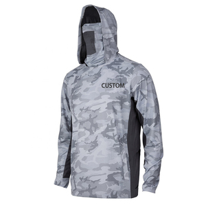 Sweat à capuche camouflage pour homme UPF 50, manches longues, chemise de pêche avec cache-cou anti-UV - Product Image 5