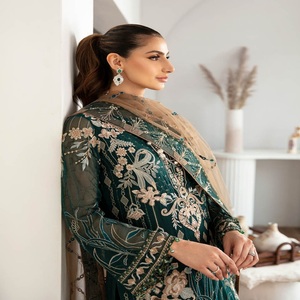 Ramsha ชุดเดรสปาร์ตี้ผ้าชีฟอง3ชิ้นของคอลเลคชั่น R-11สำหรับผู้หญิงสำหรับงานเทศกาลงานแต่งงานชุดแต่งงานของผู้หญิงปากีสถาน - Product Image 6