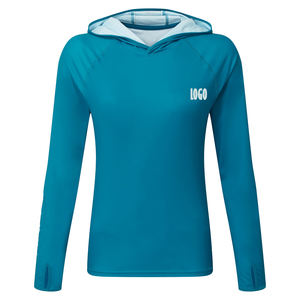 เสื้อฮู้ดกันแดดแขนยาวสำหรับผู้หญิง ผ้าสแปนเด็กซ์/ไนลอน น้ำหนักเบา แห้งเร็ว ป้องกันแบคทีเรีย ป้องกันรังสียูวี สำหรับกีฬาพายเรือ รับผลิตแบบ OEM - Product Image 6