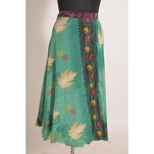 Women's Vintage Floral Silk Wrap <b>Skirt</b> Handmade Unique <b>Boho</b> Fashion Natural Waist Ankle-Length All Season - Product Image 2