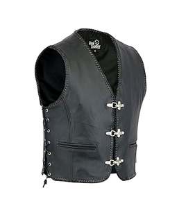 Chaleco de cuero clásico negro para hombre, estilo motociclista, tallas S a 3XL - Product Image 1