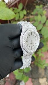 Montre mécanique de luxe de haute qualité 41 mm entièrement sertie de diamants Moissanite VVS faits à la main 5 mm avec verre de qualité professionnelle - Product Image 2