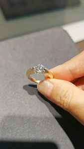 Bague solitaire unisexe en diamant rond de 1,11 carat cultivé en laboratoire, or massif 14 carats, design unique, cadeau de promesse pour partenaire - Product Image 4