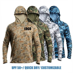 Chemise de pêche à capuche camouflage pour homme UPF 50+ Séchage rapide Polyester Manches longues Vêtements d'extérieur Logo personnalisable Impression sur le devant - Product Image 1