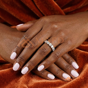 925 Sterling Silver 7 <b>Stone</b> Round Brilliant Cut Moissanite Wedding Band D VVS1 Diamond Eternity Ring for Women Fine Jewellery - Product Image 4