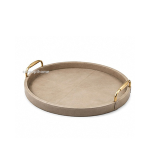 Bandeja de Servir Redonda de Cuero Elegante Concept Home con Asas Doradas, Color Negro Sólido, Grado Comercial, Apta para Lavavajillas, para Uso en Restaurantes - Product Image 6