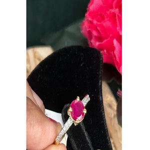 Stunning Geometric Ruby <b>Cocktail</b> <b>Ring</b> Women's 18K <b>Gold</b> Silver Plated Pave Setting Glam Party Wedding Jewelry - Product Image 1