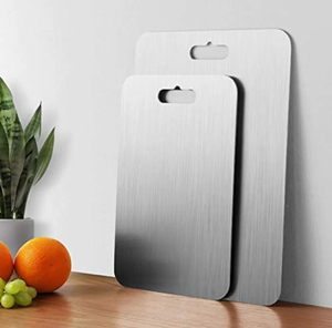 Tablas de cortar rectangulares de acero inoxidable, tabla de cortar de cocina de alta calidad, cortador de verduras, tabla de cortar frutas, juego de 2 piezas - Product Image 1