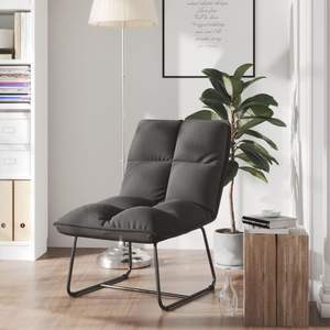 Sillón de terciopelo gris oscuro con estructura metálica para decoración de sala de estar - Product Image 1