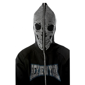 High Quality Rhinestone Graphic Custom Logo Blank Zipper Streetwear Boxy Plain Heavyweight Sweatshirt Men'S <b>Full</b> Zip up Hoodies - Product Image 4