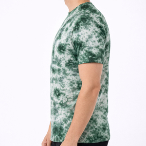 Premium Quality Men's <b>Tie</b>-Dye Short Sleeve T-Shirt O-Neck Casual <b>Knitted</b> Regular Fit Teal White Patterned 100% Cotton - Product Image 4