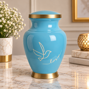Urna gótica de metal con diseño de pétalos tallados, acabado en plata antigua, florero decorativo conmemorativo con tapa segura - Product Image 4