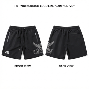 <b>Mens</b> Windbreaker <b>Shorts</b> 120 GSM Premium Polyester Taslan Water Resistant <b>Black</b> Custom Sublimation Embroidery Silicone Logo - Product Image 1