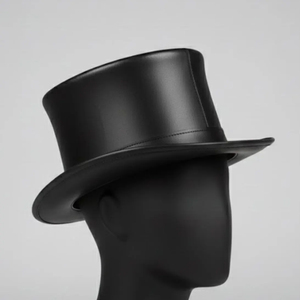 Chapeau haut de forme en cuir noir avec emblème de crâne, style gothique steampunk, motif rayé, unisexe, pour adulte, fête, usage quotidien, costume d'Halloween - Product Image 3